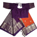 Kanchi silk saree-rust orange and purple