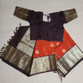 Kanchi silk saree-rust orange and brown