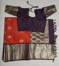 Kanchi silk saree-rust orange and brown