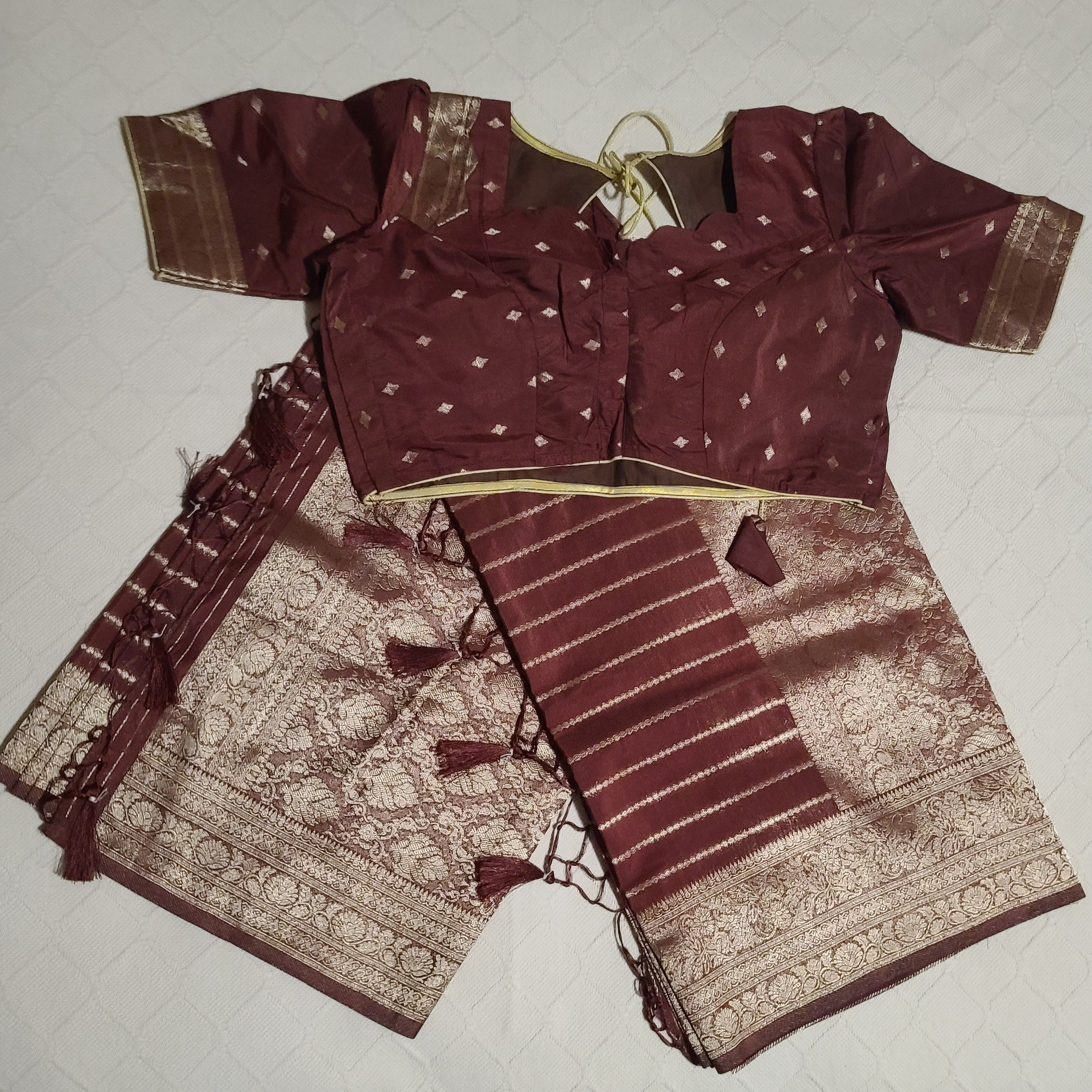 Fancy georgette saree in brown color