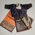 Rust orange and brown traditional semi silk saree