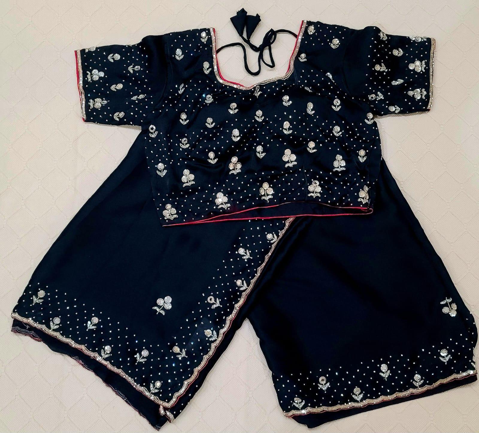 Premium Fancy Saree in black color with Swarovski stone studded work in both saree and blouse