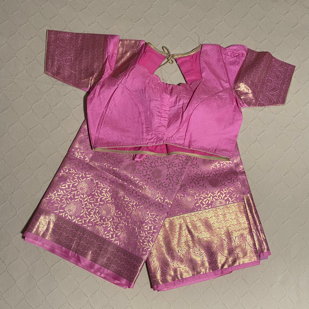 Kanchi Silk Saree with ready to wear blouse in pink color