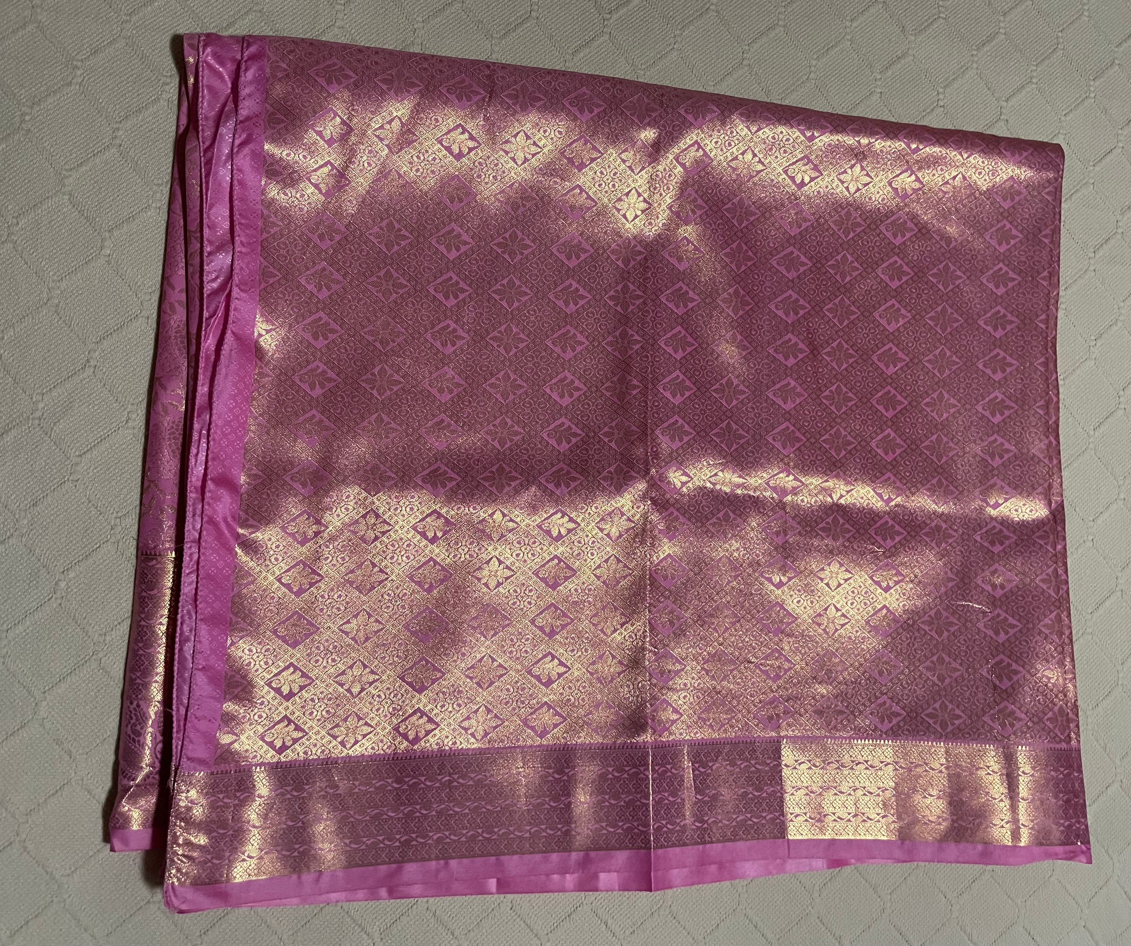 Kanchi Silk Saree with ready to wear blouse in pink color