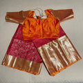 Kanchi Silk Saree with ready to wear blouse in red and yellow