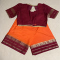 Fancy Mysore Silk Saree in Orange and maroon with ready to wear blouse