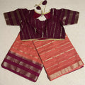 Fancy Mysore Silk Saree in Mauve pink and brown with ready to wear blouse