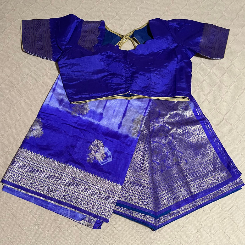 Fancy Silk Saree in royal blue with ready to wear blouse