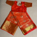 Kanchi Banaras fusion saree in Orange with ready to wear blouse
