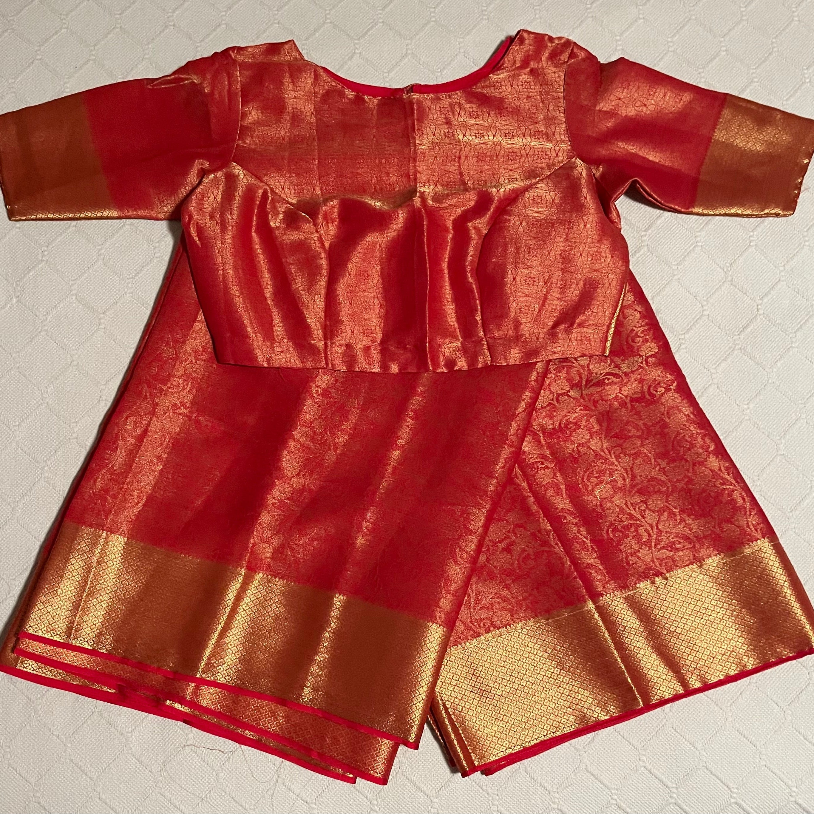 Mysore chiffon georgette Saree in red color with ready to wear blouse