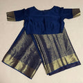Mysore chiffon georgette Saree in navy blue color with ready to wear blouse