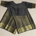 Mysore chiffon georgette Saree in sage green color with ready to wear blouse