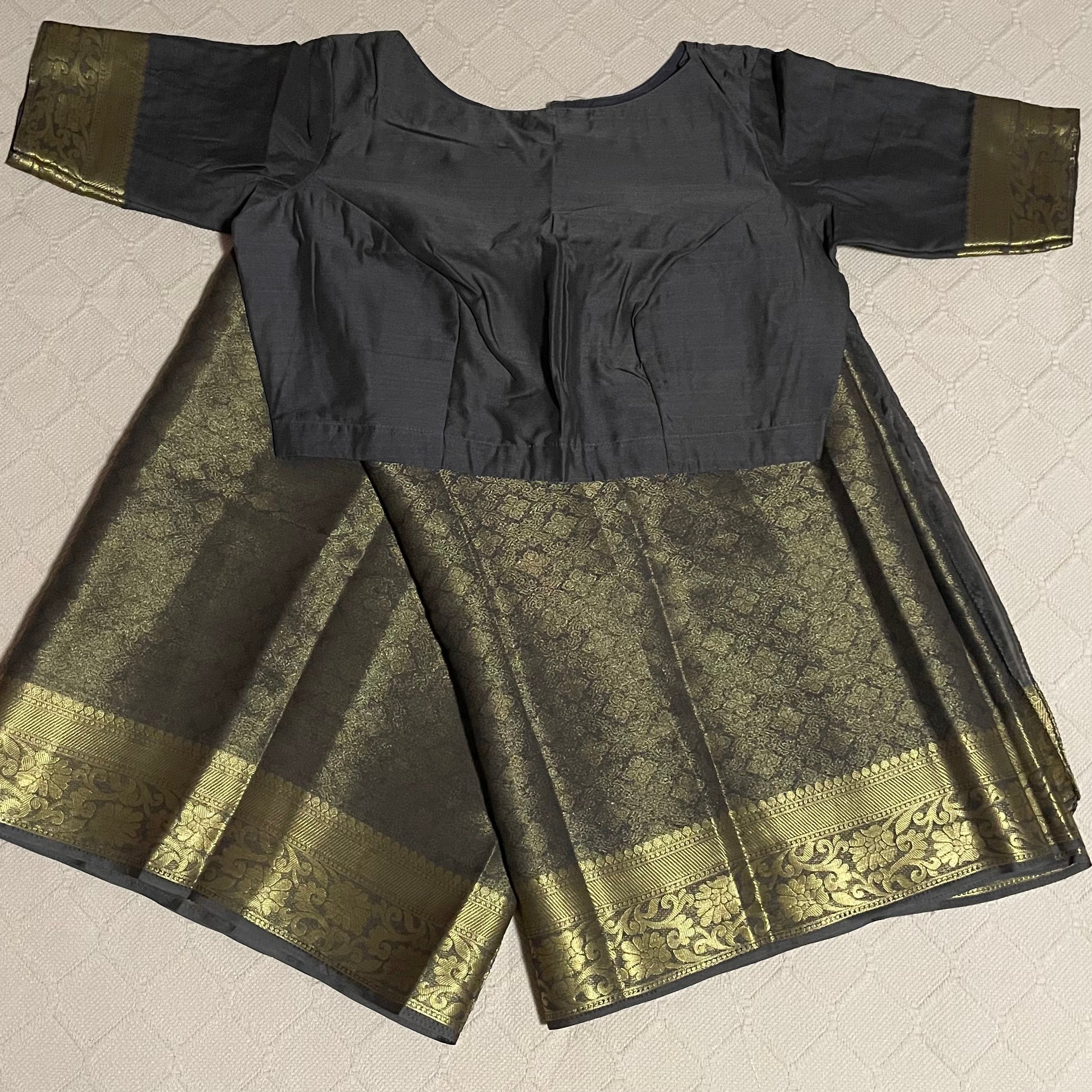 Mysore chiffon georgette Saree in sage green color with ready to wear blouse